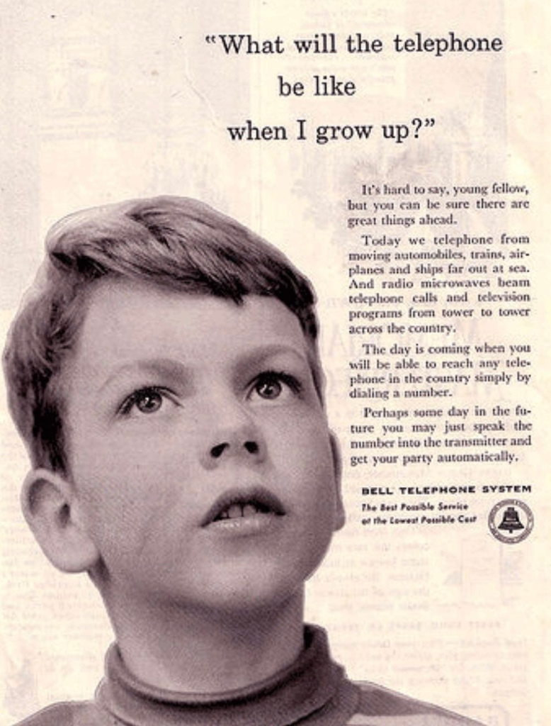 Реклама 60-х годов, представляющая будущее телефона